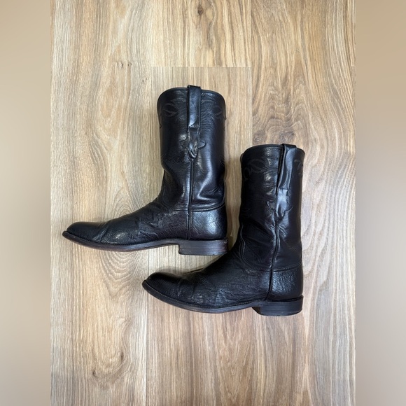 Lucchese Black Smooth Quill Ostrich Roper Western Boots L8347RA MADE in USA - Picture 3 of 11